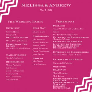 Wedding Reception Programme Of Events
