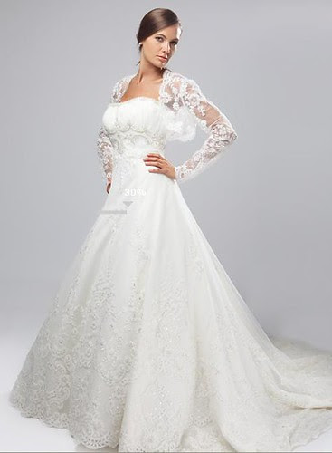wedding gown Ornate lace sleeves and a jacket for luxurious wedding dress