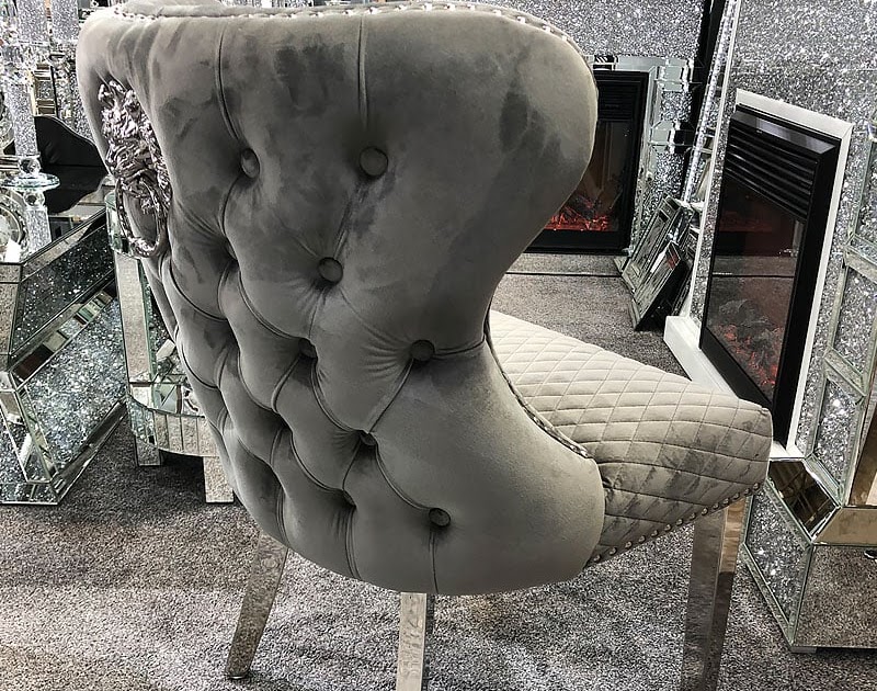 Grey Velvet Dining Room Chairs With Chrome Legs