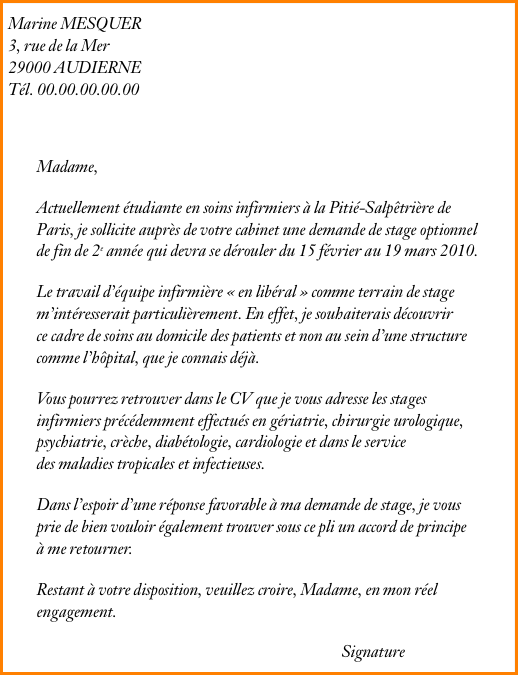 Lettre De Motivation Bts Diététique Stage Optionnel