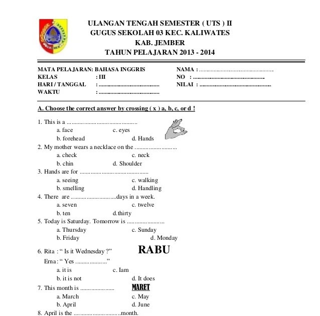 47+ Soal Uts Bahasa Sunda Kelas 2 Semester 2 Kurikulum