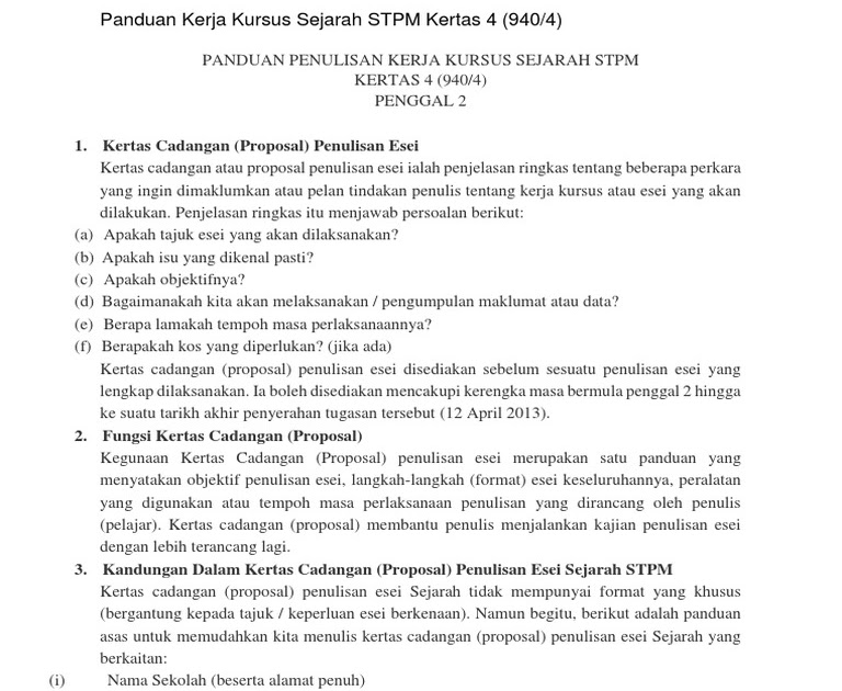 Contoh Proposal Sejarah Stpm Tema Tokoh Contoh Tajuk Kerja Kursus - Riset