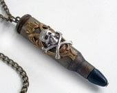 Black Death - Steampunk Bullet Skull Pendant Necklace Jewelry Jewellery - TrashAndTrinkets