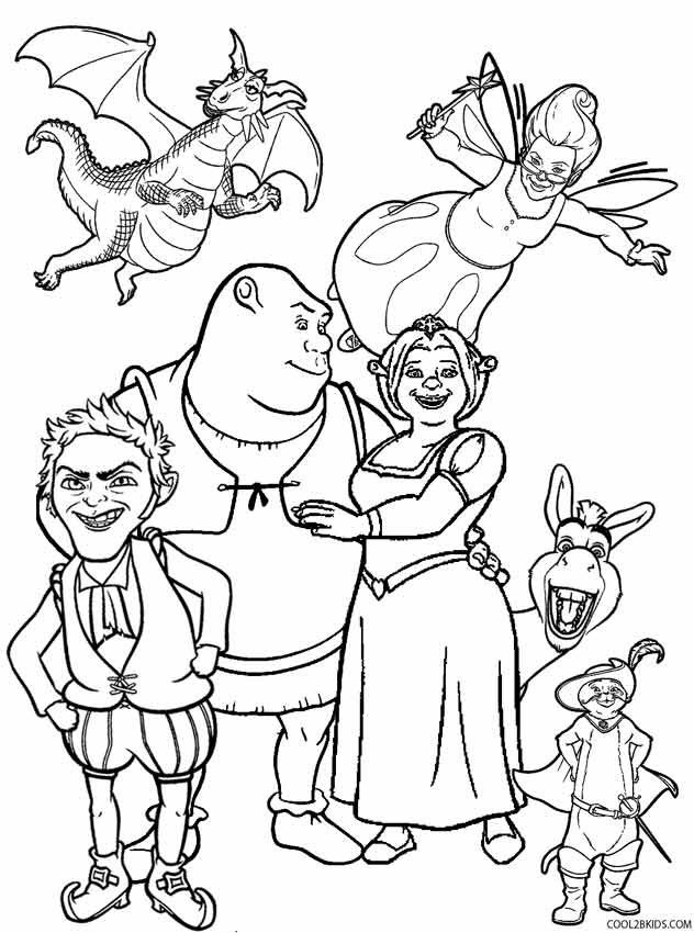 Download 285+ Shrek With Donkey Free Coloring And Printable Page