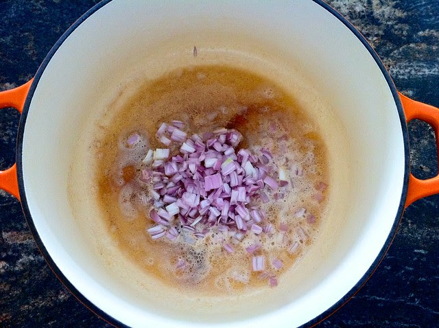 Diced Shallot Added to Hot Butter