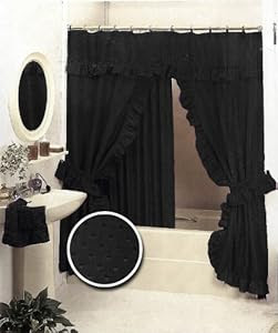 Amazon.com - Black Double Swag Fabric Shower Curtain Set Valance -