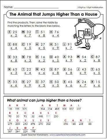 3rd Grade Math Riddles Worksheets