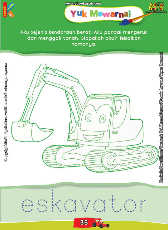 Mewarnai Gambar Eskavator - Mewarnai Gambar