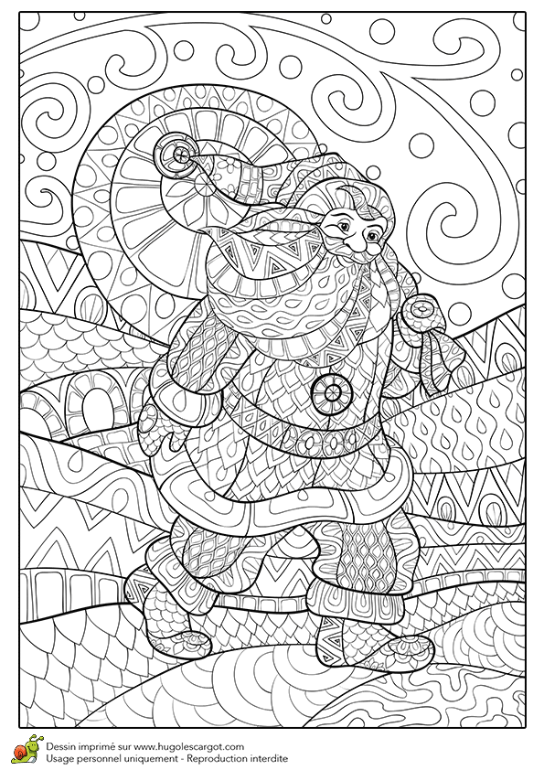 Coloriage De Mandala De Pere Noel  De Coloriage