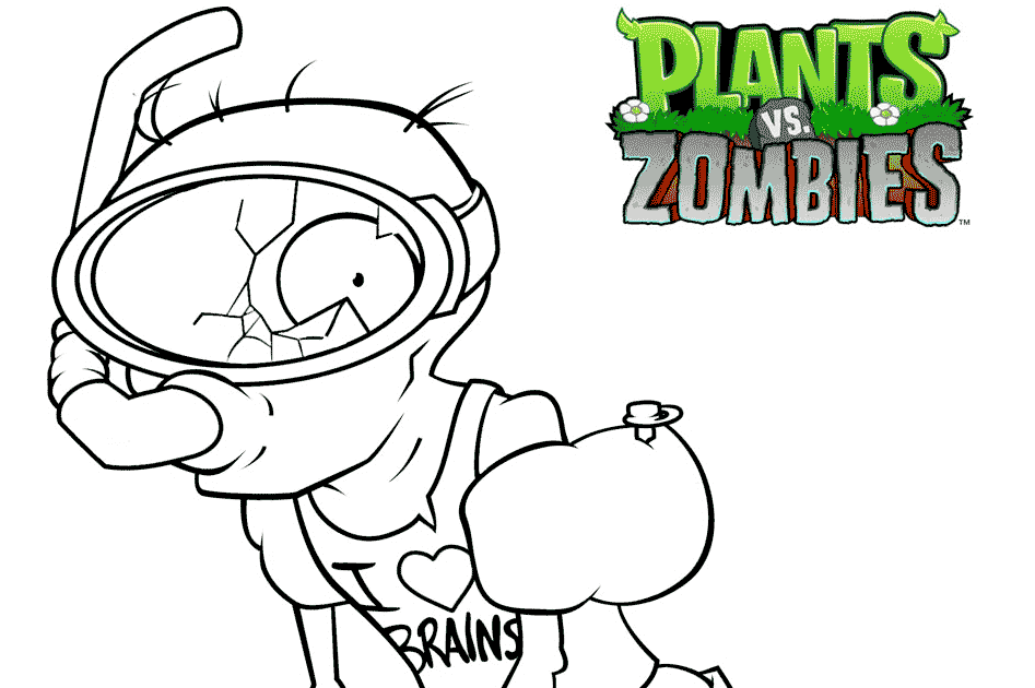 Plants Vs Zombies Scuba Zombie Coloring Page Free Printable Coloring Pages Pagina Da Colorare