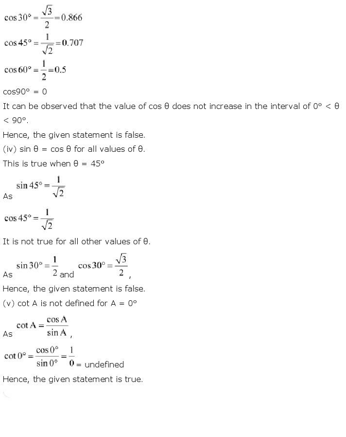 NCERT Solutions for Class 10th Maths Chapter 8 - Introduction to Trigonometry