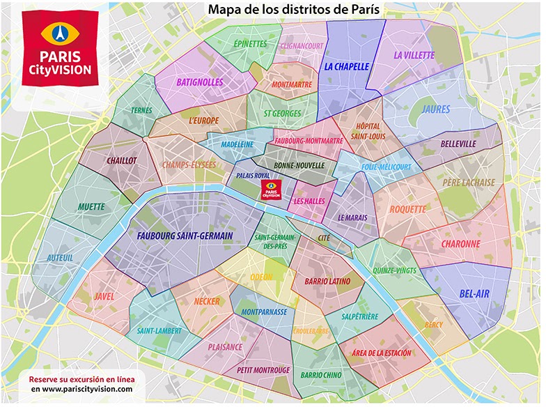 Mapa Distritos Paris | Mapa