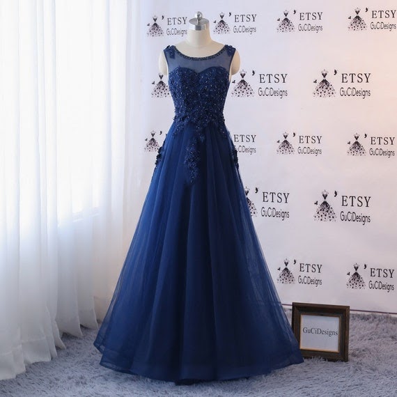 blue colour long party frocks