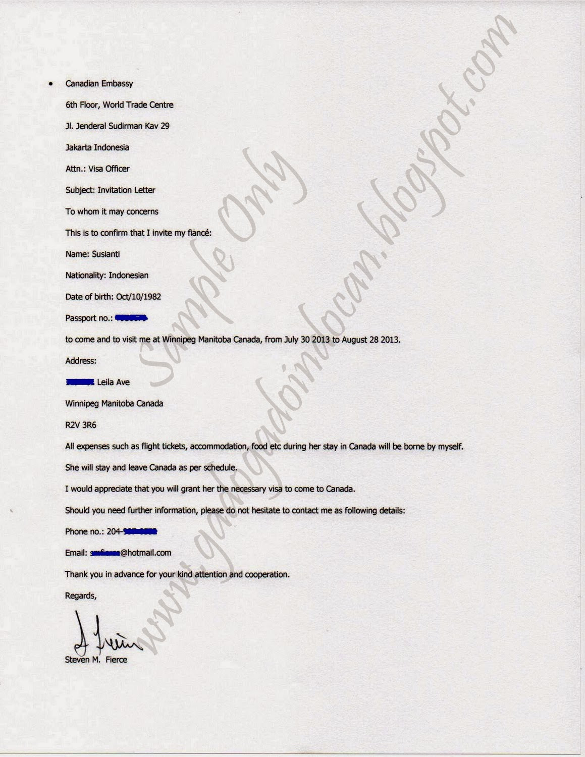 Contoh Invitation Letter Visa Australia