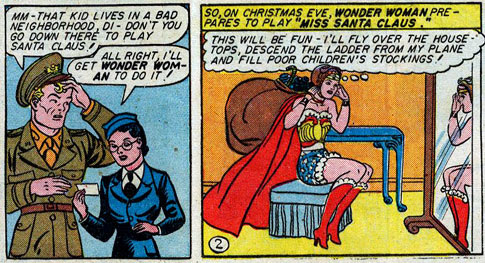 Maybe if you hadn't spent three hours sewing cotton balls onto your costume you'd have been done by now, Wonder Woman. Sensation Comics #38