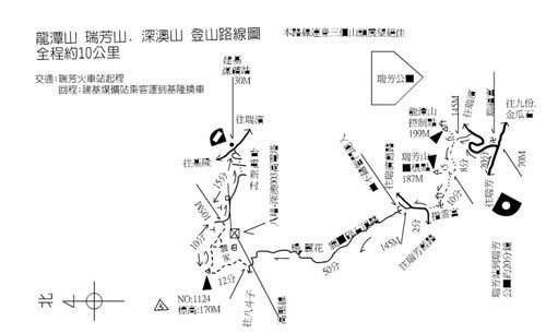 龍潭山、瑞芳山、深澳山登山路線圖