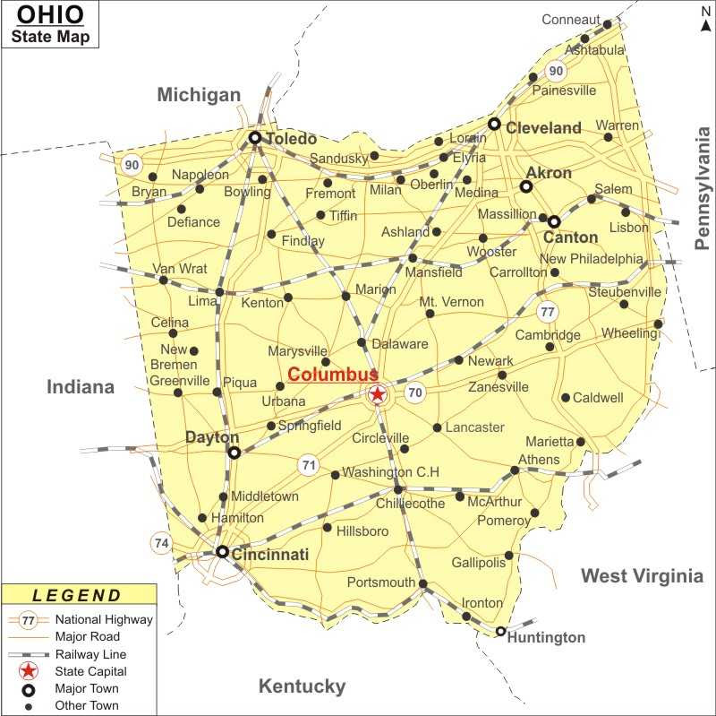 Map Of Ohio And Pennsylvania With Cities Map