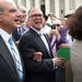 James Obergefell, center, plaintiff in the same-sex marriage case Obergefell v. Hodges before the Supreme Court, walks out of the Supreme Court following the ruling, Friday, June 26,  2015.