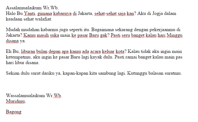 Contoh Surat Pribadi Dalam Bahasa Inggris Dan Balasannya