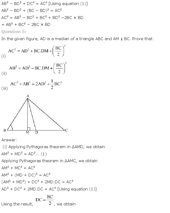 NCERT Solutions for Class 10th Maths Chapter 6 - Triangles