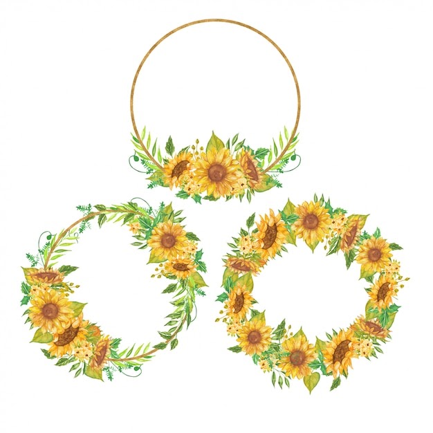 Free SVG Sunflower Floral Wreath Svg 21197+ DXF Include