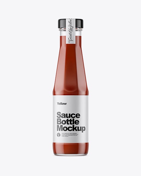 Download Clear Glass Bottle with Ketchup Sauce Packaging Mockups - Free and Premium Packaging Mockups ...