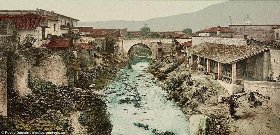 A view from a bridge in the Mexican city of Orizaba taken by New York-born photographer William Henry Jackson on his travels around the central American country and documenting what he saw