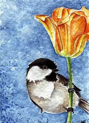 watercolor chickadee painting