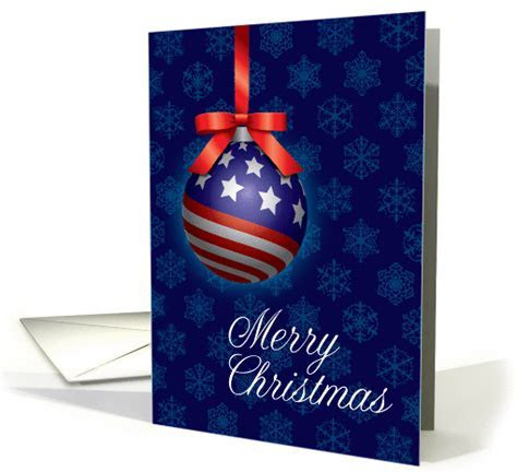 Patriotic American Flag Christmas Ornament with Bow card Patriotic American Flag Christmas Ornament with Bow card