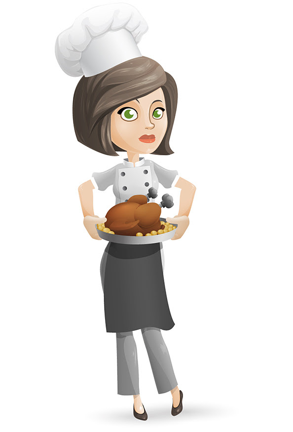 Woman Chef Vector serving a meal Vector Characters 