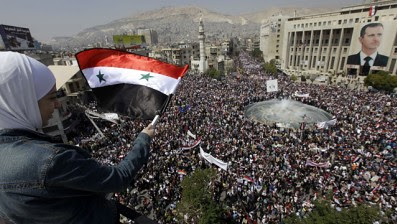 Large demonstrations in support of the Syrian government of President Bashar Al-Assad in Damascus, the capital, on March 29, 2011. The president addressed parliament on March 30 and denounced the foreign plot against the country. by Pan-African News Wire File Photos
