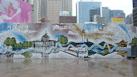 Seoul City Hall , construction site hoarding