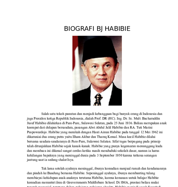 Teks Biografi Bj Habibie Beserta Strukturnya Dalam Bahasa