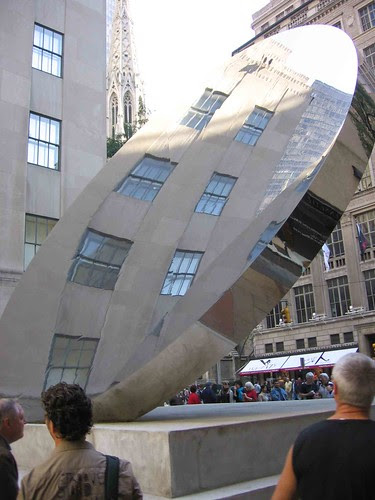 Sky Mirror, Saks, and spire of St. Patrick's Cathedral