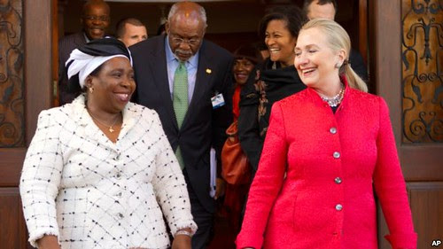 African Union Commission Chair, Dr. Nkosazana Dlamini-Zuma with US Secretary of State Hillary Clinton in Pretoria on August 7, 2012. Dlamini-Zuma will discuss Congo and Mali in Washington on November 28. by Pan-African News Wire File Photos