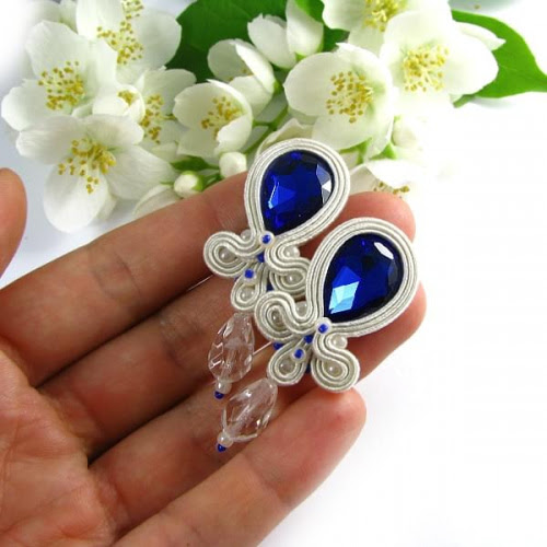Bridal soutache hand embroidered earrings Bridal soutache hand embroidered earrings