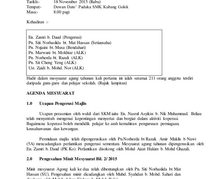 Contoh Laporan Koperasi