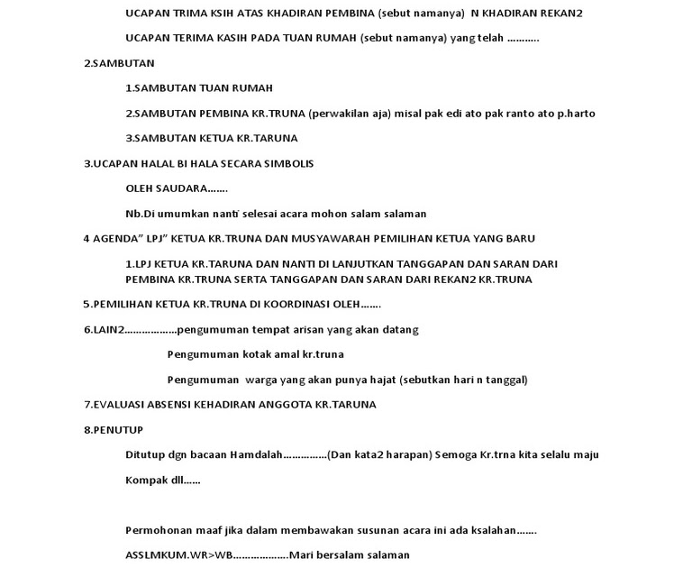 Teks Pembawa Acara Halal Bihalal