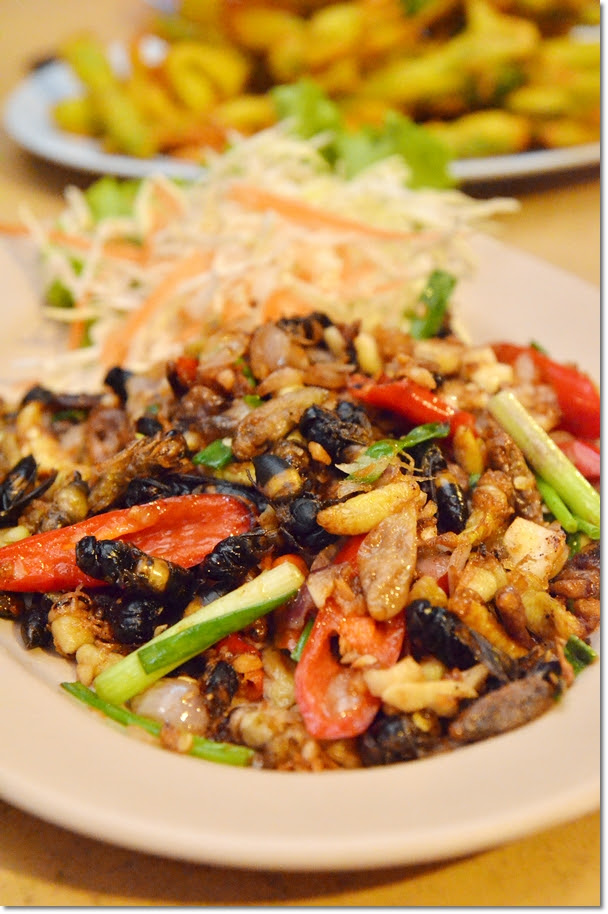Fried Bees and Maggots with Garlic & Chili