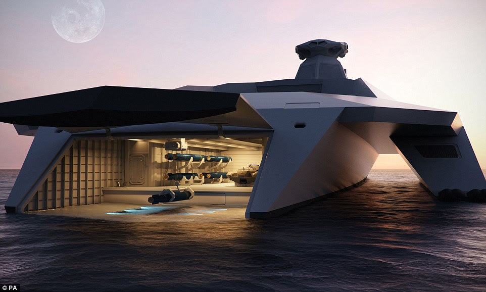 Glimpse of the future: Engineers have unveiled a series of images of the ground-breaking vessel, dubbed Dreadnought 2050