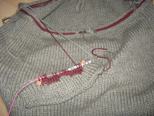 Felted Bag, starting on two color pocket...