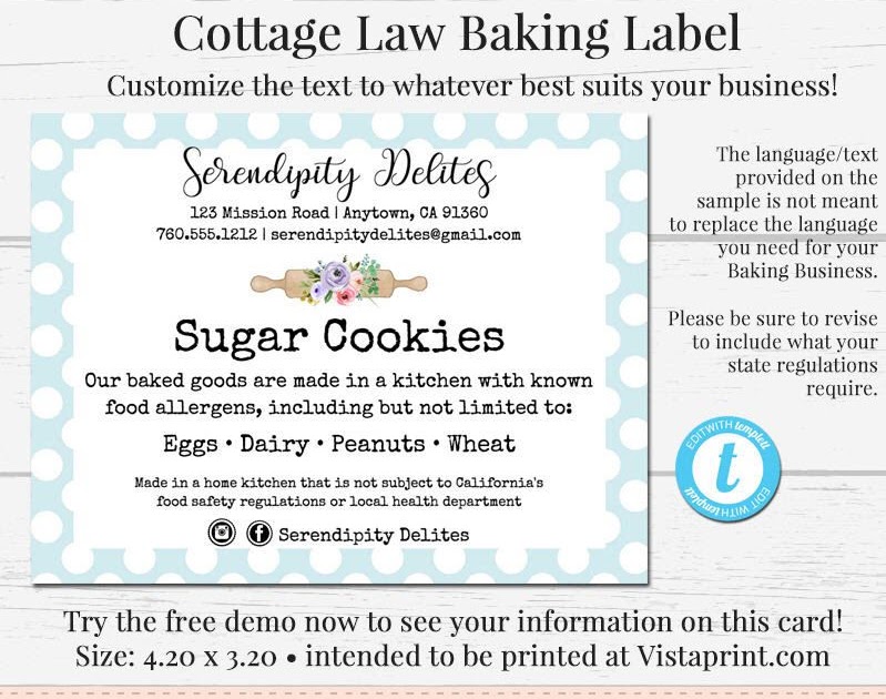 Printable Cottage Food Label Template Printable Word Searches