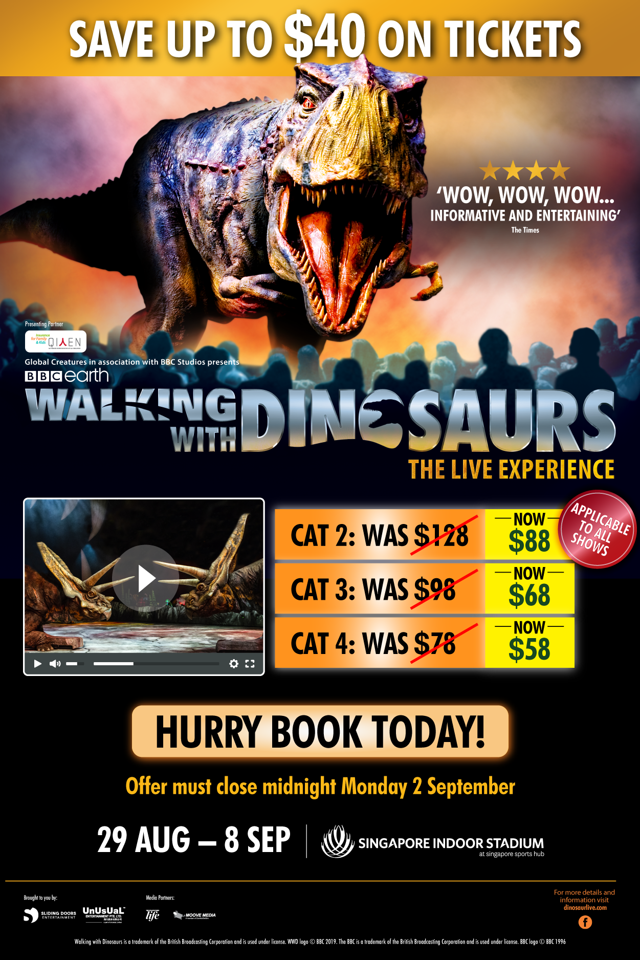 age of dinosaurs tickets