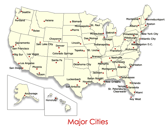 Us Map With Major Cities / Buy US Most Populated Cities Map - qse-alcn3