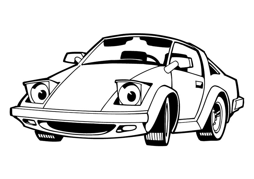 Cartoon Sports Car Clipart Black And White - Carton