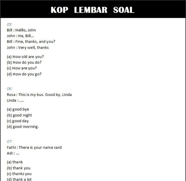 Contoh Soal Essay Bahasa Inggris Kelas Guru Paud