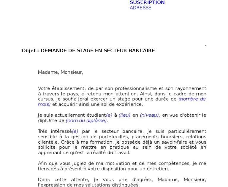 Exemple De Demande De Stage Esat : Exemple De Demande De Stage Esat / L
