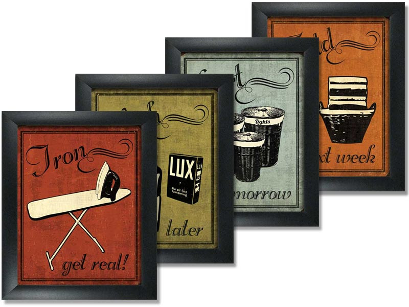 4 Framed Laundry Set Mini Mini Prints Vintage Signs Art Print