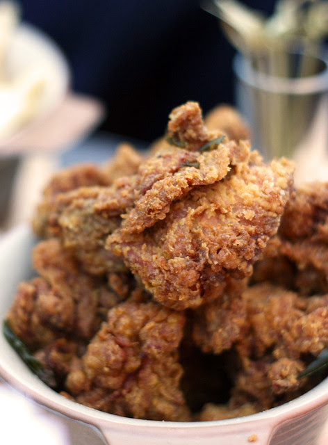 Crunchy curry fried chicken and calamansi