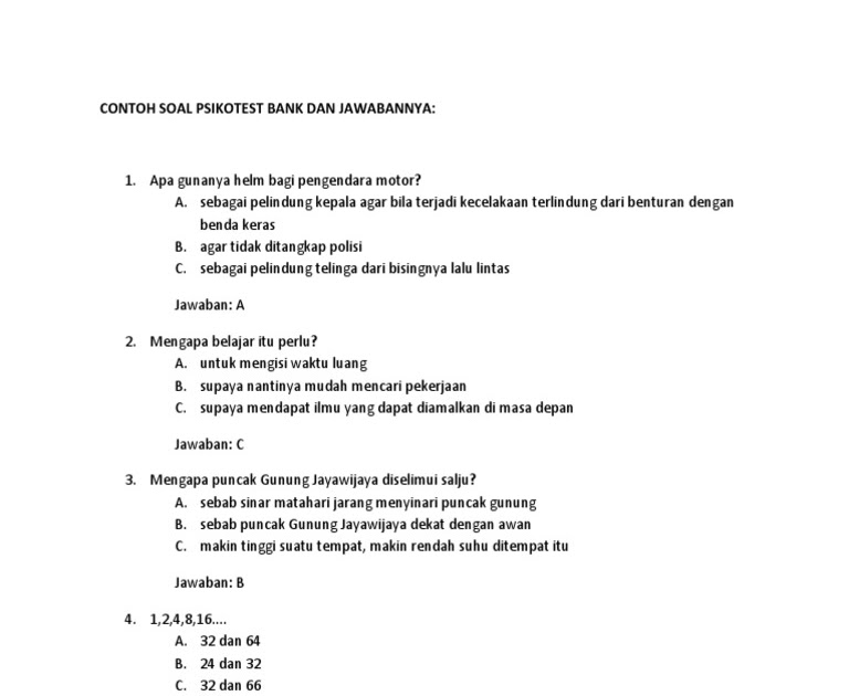 Psikotes Online Bank Sinarmas Kaisar Soal